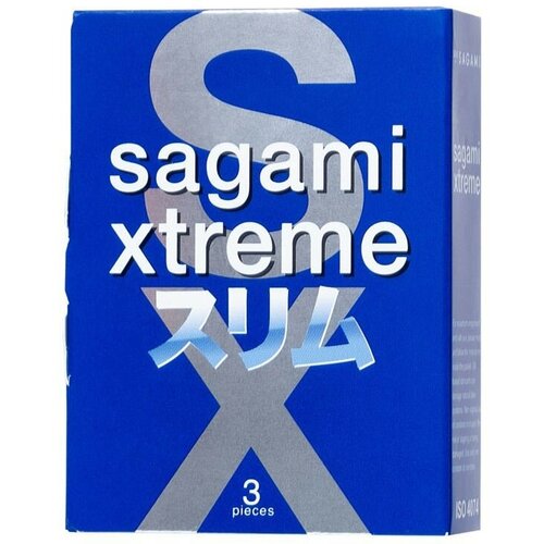 Розовые презервативы Sagami Xtreme Feel Fit 3D - 3 шт. 19.5 см