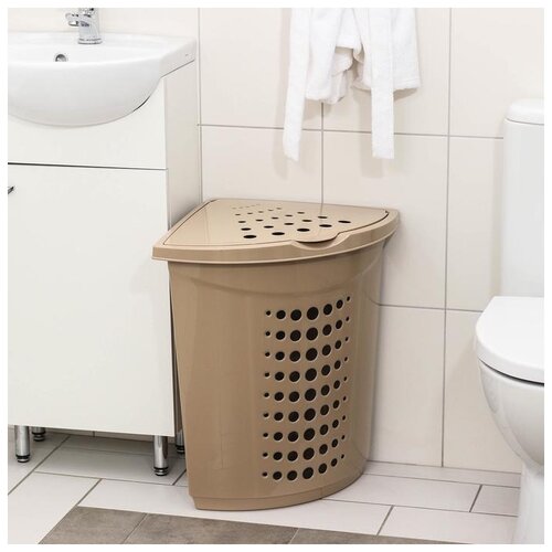 фото Корзина для белья угловая 45л., цвет кремовый 6626248 алеана