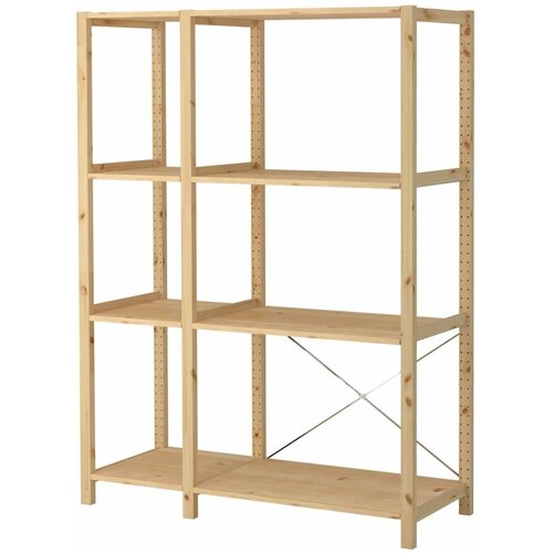 Система для хранения - стеллаж с двумя секциями открытый деревянный напольный (высота 179 см) IKEA Ivar