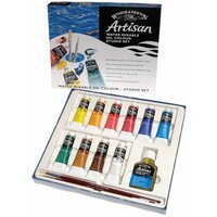 Краски масляные водорастворимые Winsor&Newton "Artisan", 10 цветов, 37мл, туба, кисти 2шт, льняное масло 75мл