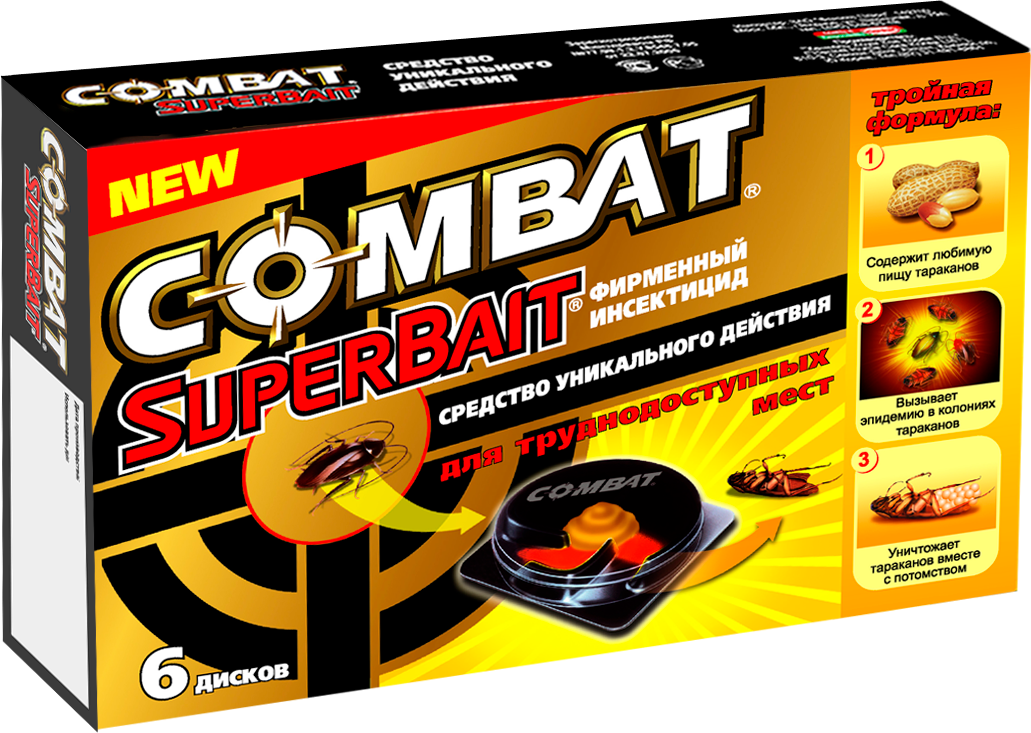 Ловушка для вредителей Средство от насекомых COMBAT Super Bait ловушка для тараканов 6шт