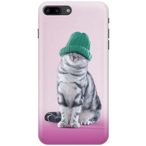 фото Gosso ультратонкий силиконовый чехол-накладка для apple iphone 8 plus / 7 plus с принтом "кот в зеленой шапке"