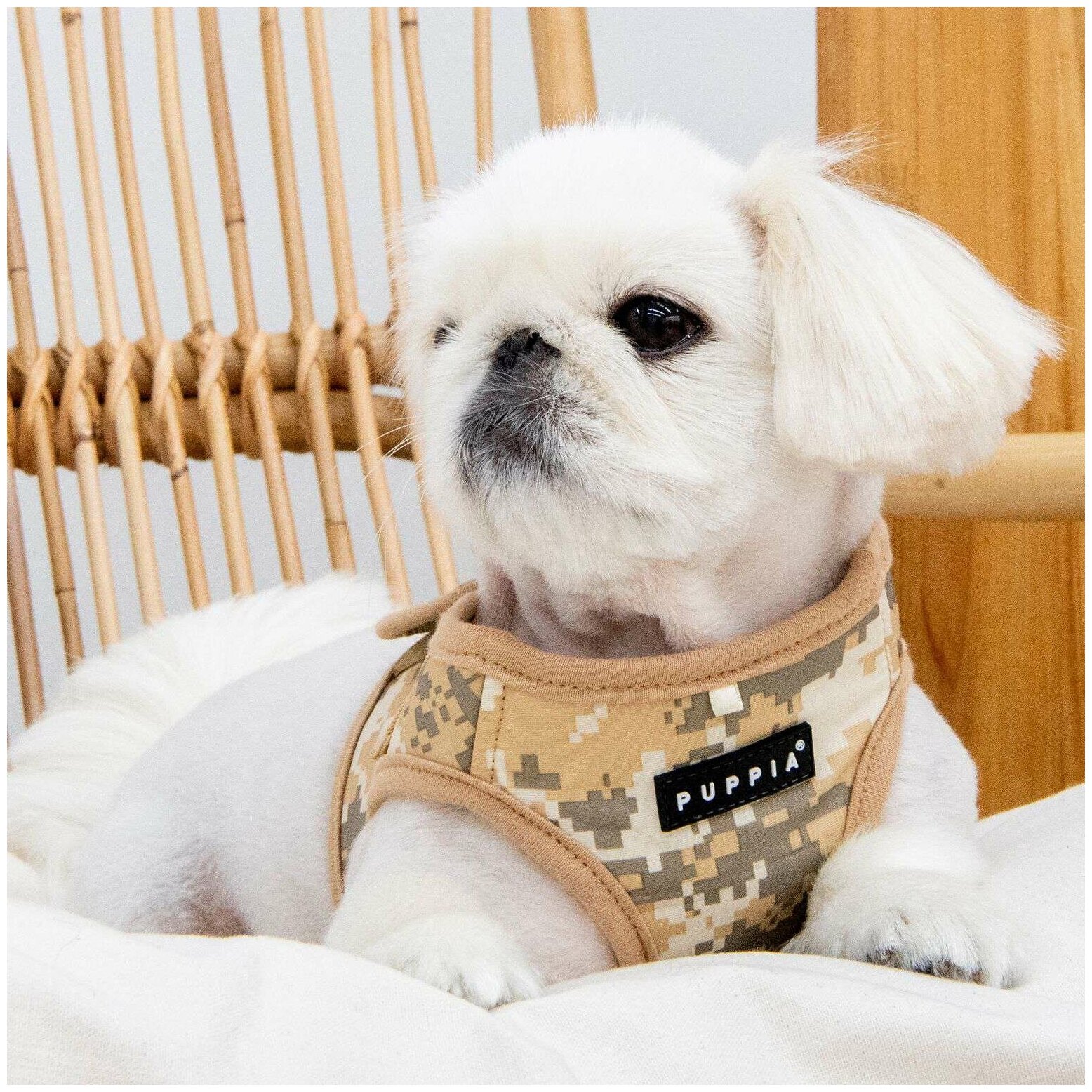 Шлейка-жилет для собак PUPPIA "Sentinel", бежевый камуфляж, XL (Южная Корея) - фотография № 6