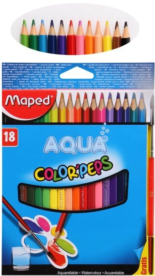 Карандаши цветные акварельные COLOR PEP'S AQUA, 18 цветов, + кисть (836012) - фото №8