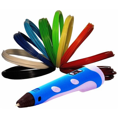 Детская безопасная 3D ручка (в комплекте пластик PLA 100 метров 10 цветов)