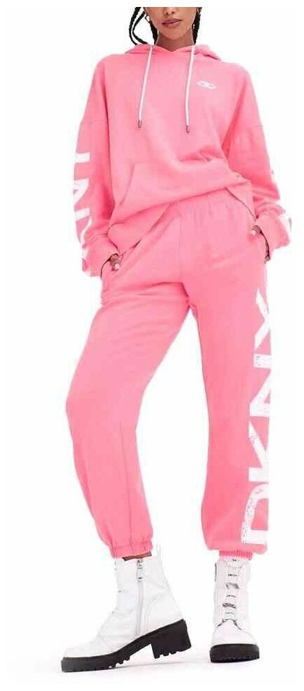 Брюки DKNY, карманы, размер M, розовый