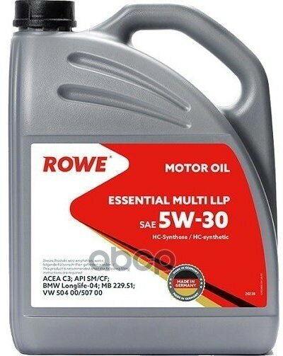 ROWE Масло Моторное 5W30 Rowe 4Л Синтетика Essential Multi Llp C3 Sm/Cf