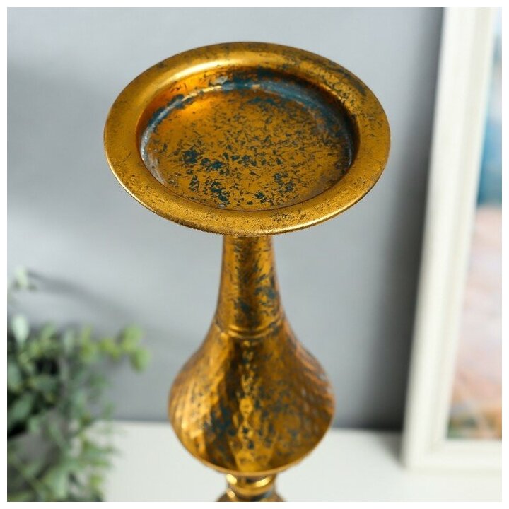 --- Подсвечник металл на 1 свечу "Джузеппе" состаренная бронза 15х15х63 см - фотография № 2