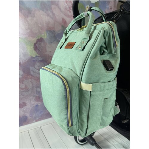 Рюкзак для мамы DEAREST c USB и термо-чехлом для бутылочки, зелёный