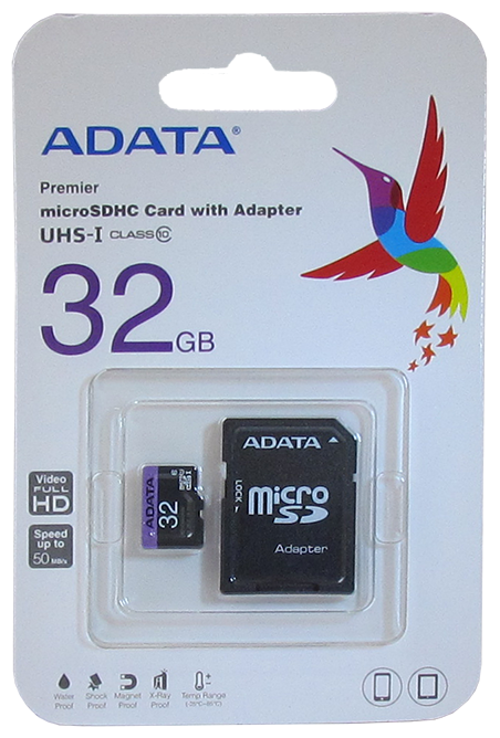 Карта памяти MICRO SDHC 32GB W/ADAP. AUSDH32GUICL10-RA1 ADATA