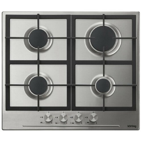 Встраиваемые газовые панели Korting Газ Crystal 60x51 см газовая независимая электроподжиг газ-контроль чугунные решетки металлические переключатели нержавеющая сталь 1698000₽