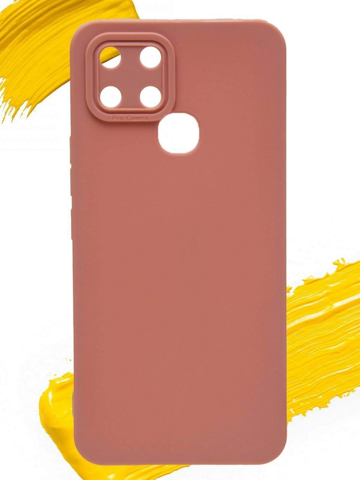 Чехол для Infinix Smart 6 / инфиникс смарт 6 с защитой камеры пудровый