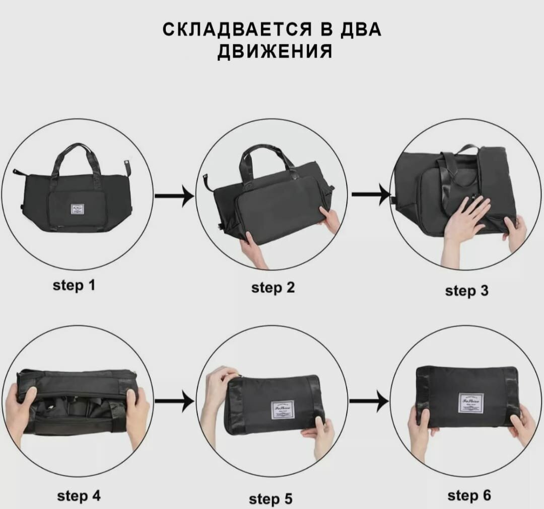 Сумка спортивная ручная кладь (черная) трансформер, сумка дорожная - фотография № 4