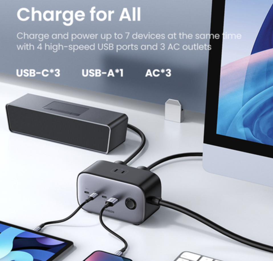 Зарядное устройство сетевое UGREEN 60167_ DigiNest Pro 100W USB-C Charging Station100W c 3* USB-C b 1*USB-A, цвет: серый космос - фото №3