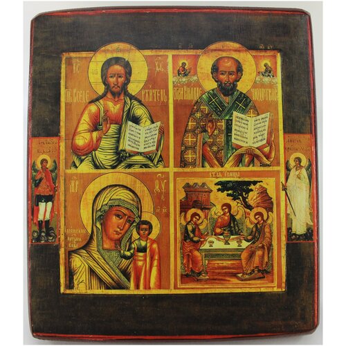 Православная Икона Четырехчастная, деревянная иконная доска, левкас, ручная работа(Art.1125М)