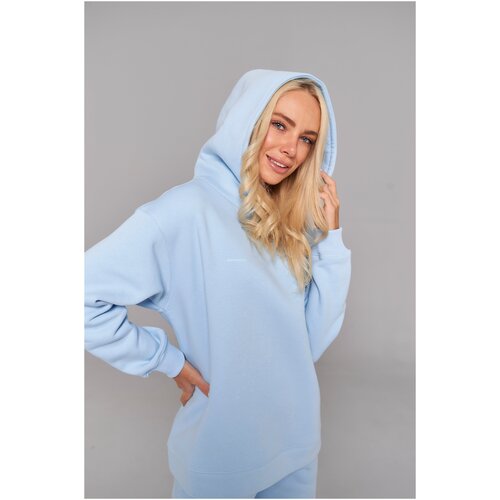 фото Худи цвет небо с эффектом велюра calm