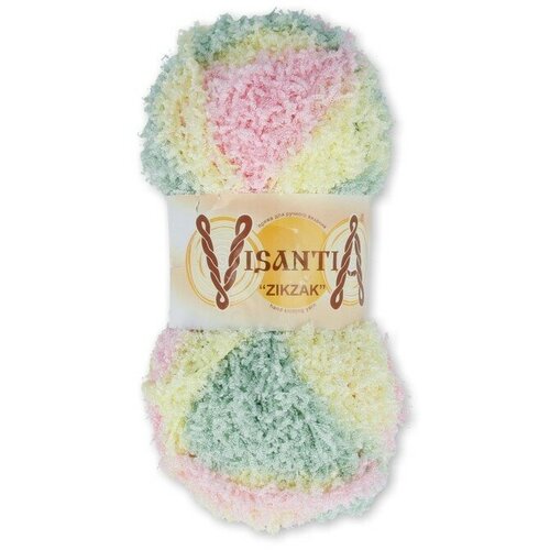Пряжа VISANTIA ZIKZAK 100 полиэстер 100 г 100 м 1040 желто-бл розовый-бл зеленый 219₽