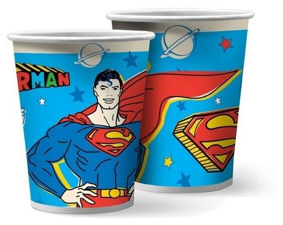 Набор бумажных стаканов 250мл 6шт «Superman»