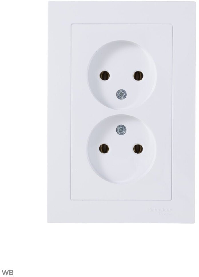 фото Двойная розетка Schneider Electric Атлас Дизайн без заземления с рамкой белая