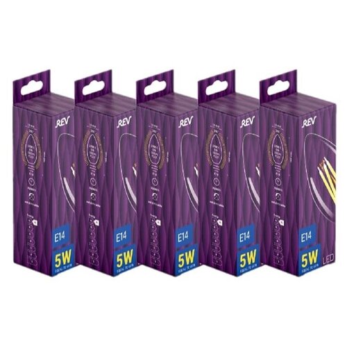 фото Лампа светодиодная (комплект 5 шт.) rev filament с37, e14, 5w, 2700k, deco premium, 32359 4