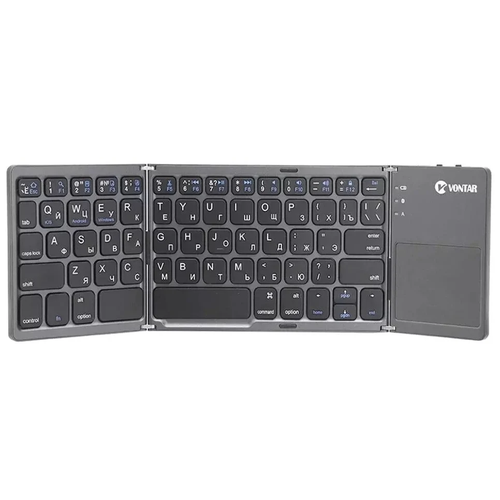 Беспроводная клавиатура Vontar складная серый, русская, 1 шт. смарт тв приставка vontar r3 rgb 4 64gb