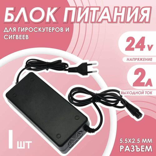 Блок питания для гироскутера, электровелосипеда 24V 2A (разъем 3 pin 12 мм)