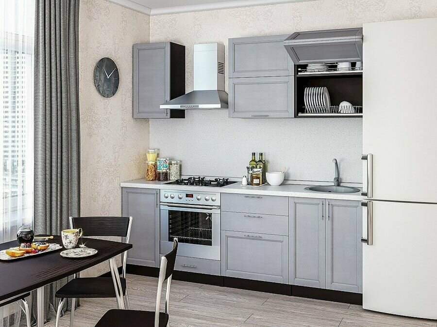 Готовый кухонный гарнитур без столешницы кухня Сканди-01 2140*2200*600 Grey Softwood