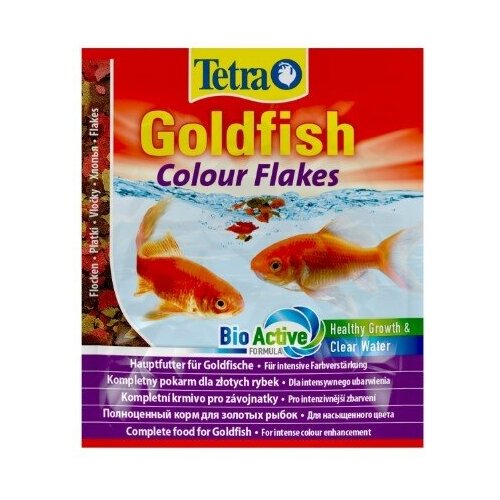 Tetra Goldfish Colour Flakes Корм для золотых рыбок для усиления естественной окраски хлопья 12г (2 шт) tetra rubin flakes хлопья 20 грамм 100 мл универсальный сухой корм для усиления естественной окраски большинства аквариумных рыбок