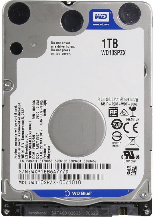 Жесткий диск HDD Western Digital Blue Blue WD10SPZX 1000 Гб