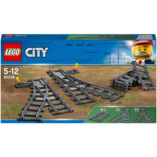 Детали LEGO City Trains 60238 Железнодорожные стрелки, 8 дет. lego city 60078 обслуживающий шаттл 155 дет