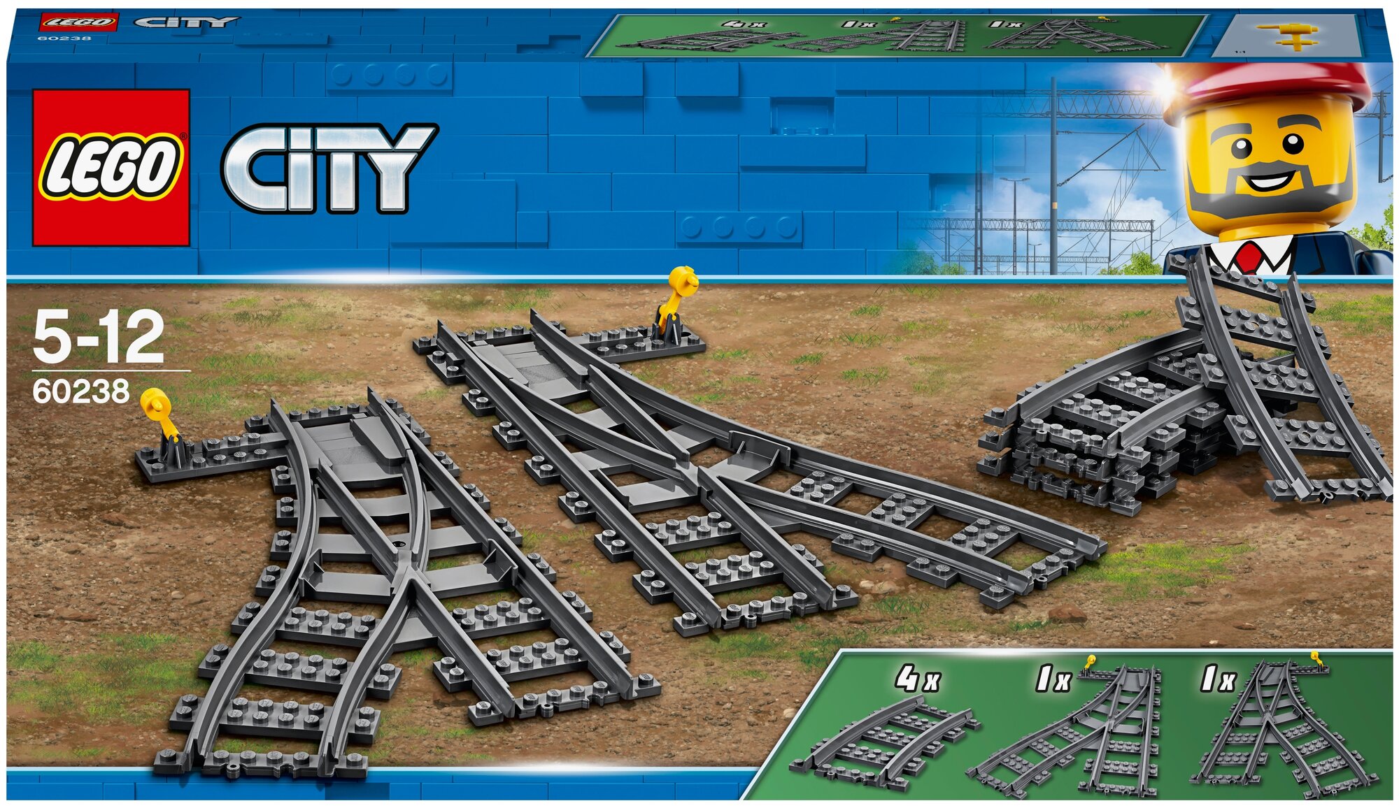 Детали LEGO City Trains 60238 Железнодорожные стрелки, 8 дет.