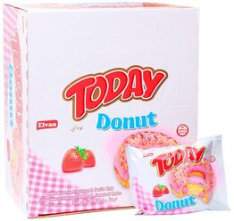 Elvan Пончик Today Donut клубника, 50 г (24 шт.)