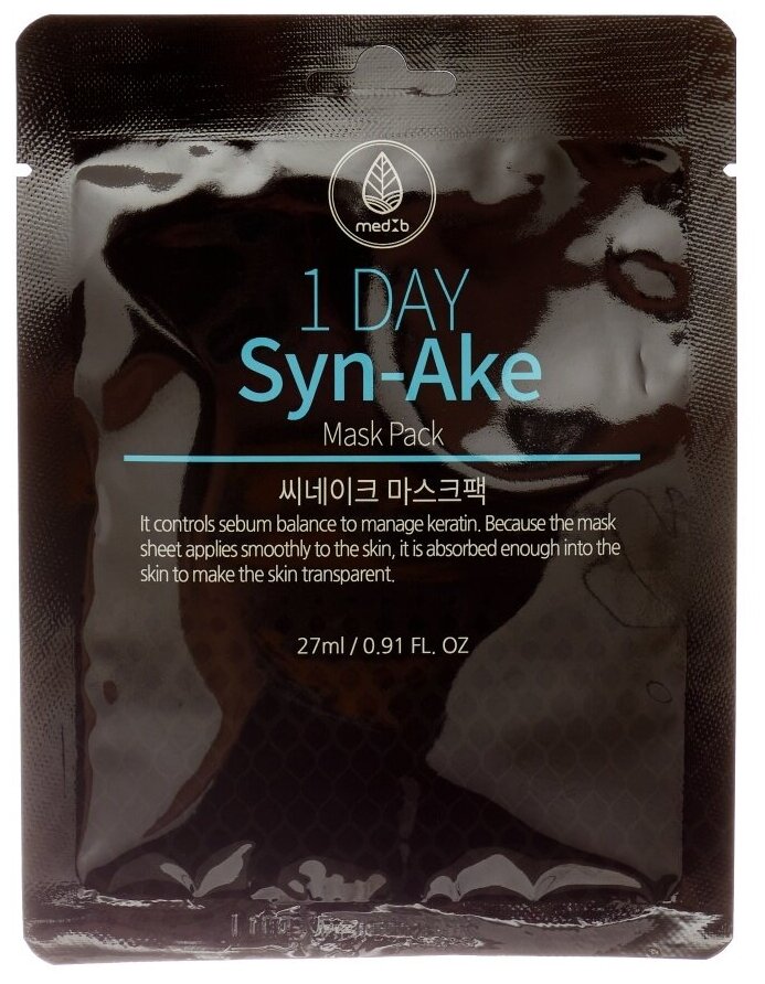 MEDB 1 Day Syn-Ake Mask Pack Тканевая маска для лица с пептидом змеиного яда