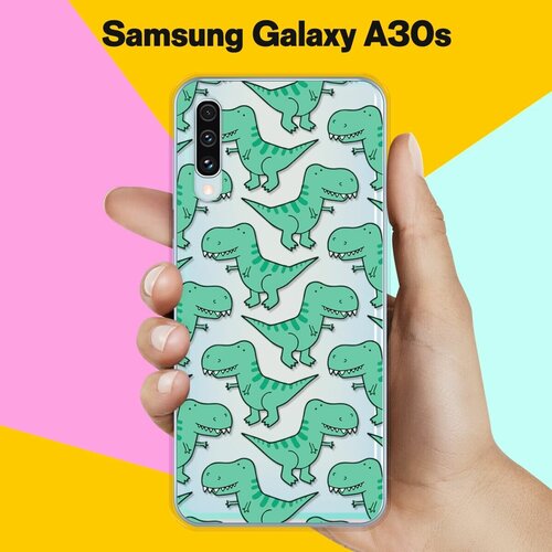 Силиконовый чехол Динозавры на Samsung Galaxy A30s защитный чехол для samsung galaxy a30s на самсунг гелакси а30с бампер накладка на телефон прозрачный