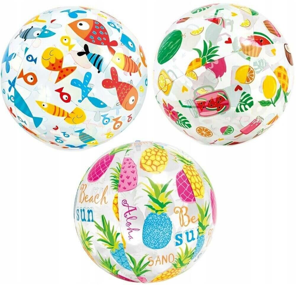 59040 Intex мяч надувной с орнаментом прозрачный 51 см, 3шт.
