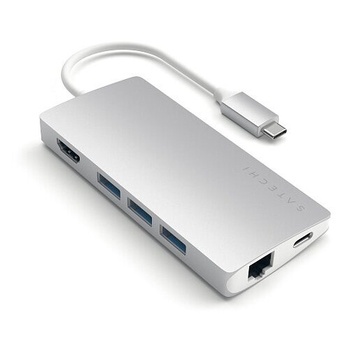 Адаптер мультипортовый Satechi Multi-Port adapter V2, Type-C, 8 в 1, серебристый usb концентратор satechi aluminum multi port adapter v2 серебряный