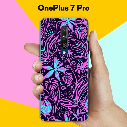 Силиконовый чехол на OnePlus 7 Pro Фиолетовые цветы / для ВанПлас 7 Про силиконовый чехол на oneplus 7 pro лимоны для ванплас 7 про