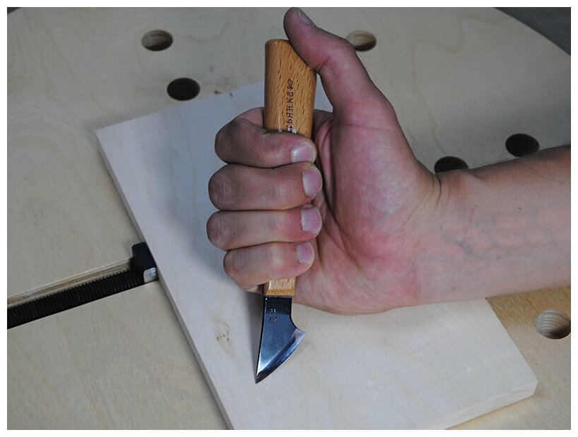 Нож K11 силовой Секира с пяткой 35мм для резьбы по мягкому дереву Татьянка