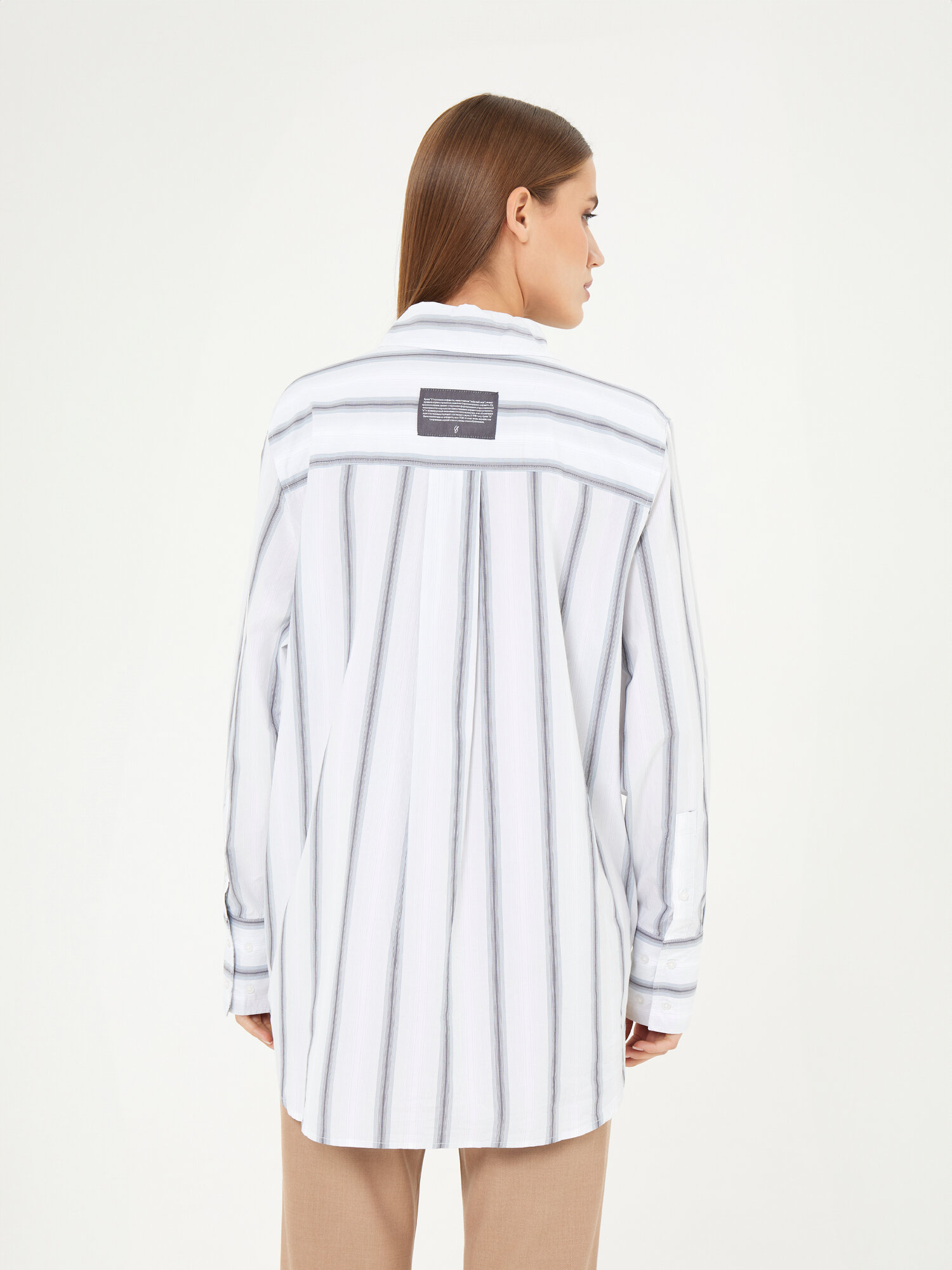 Рубашка Sela, размер M INT, голубой графика мелкая — фото 1