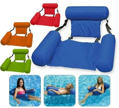 Надувной шезлонг кресло inflatable floating bed синий TOPSTORE - фотография № 4