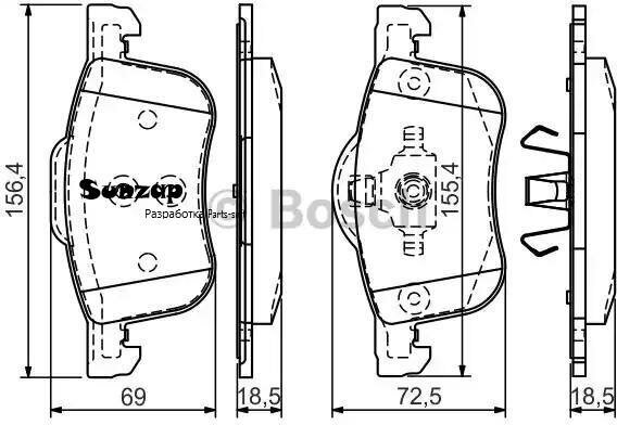 BOSCH 0986495061 Колодки тормозные VOLVO S80 (98-06), V70 (96-00), XC70 (97-07) передние (4шт.) BOSCH