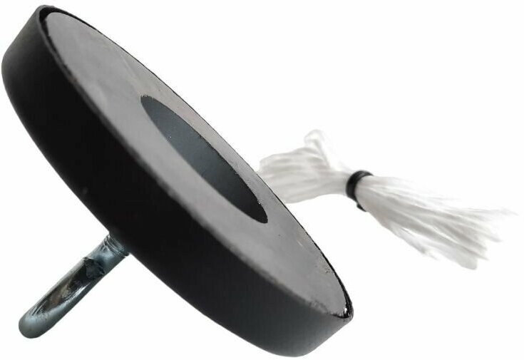 Магнит ферритовый диаметр 72 мм цвет черный с веревкой 3 метра в комплекте