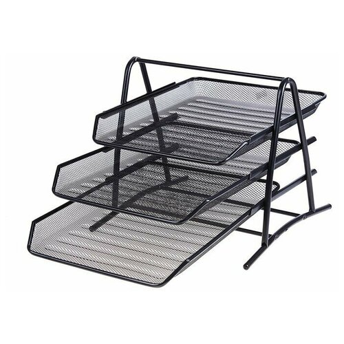 Лоток для бумаг горизонтальный 3 отделения чёрная сетка 2230₽