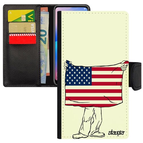 фото Чехол-книжка для смарфона apple iphone se 2020, "флаг соединенных штатов с руками" utaupia