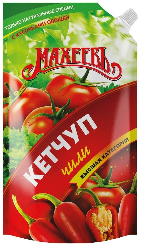 Упаковка 10 штук Кетчуп Махеевъ Чили дой-пак 500г