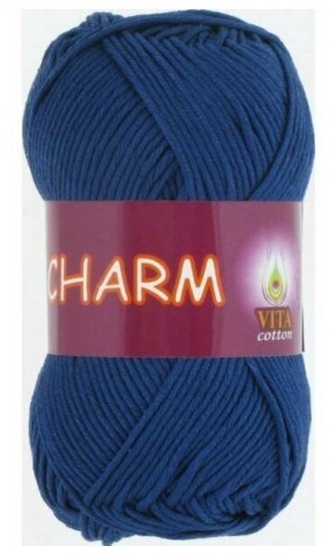 Пряжа для вязания VITA CHARM (Шарм), цвет: 4158 (темно-синий); 1 моток, состав: 100% мерсеризованный хлопок, вес: 50 г, длина: 106 м