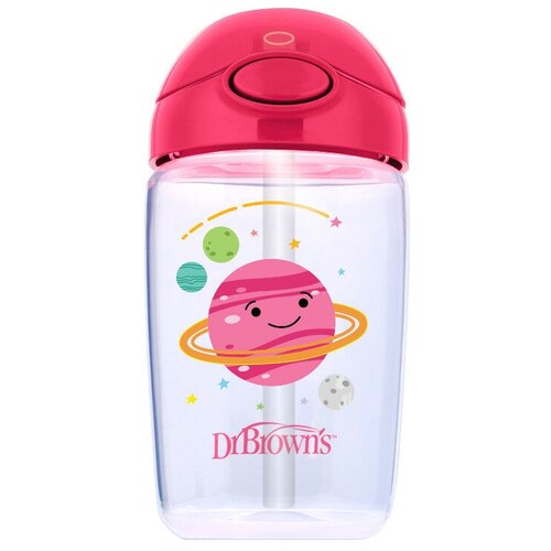 Чашка с трубочкой 350 мл Розовая планета