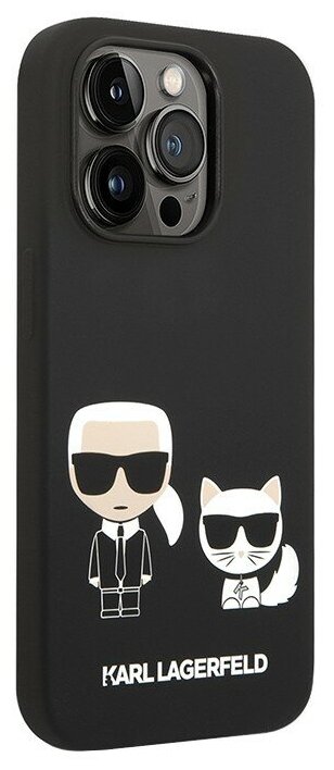 Чехол Karl Lagerfeld силиконовый для iPhone 14 Pro, Liquid silicone Karl & Choupette черный