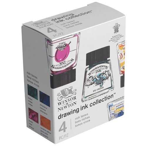 фото Набор туши w&n "drawing collections", 4 цвета, 14 мл, wn1090104 winsor & newton