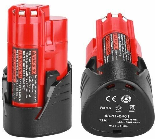 Аккумулятор подходит для Milwaukee M12 12 XC 48-11-2411/48-11-2401 12V 3 Ач (Li-Ion) высокого качества